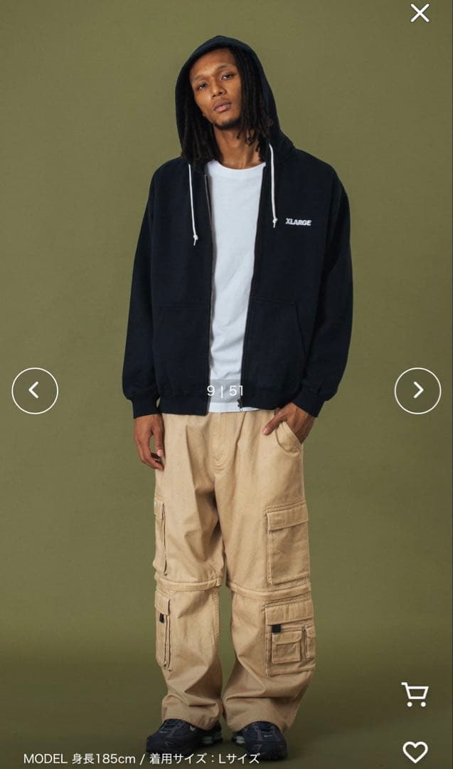 トップス XLARGE STANDARD LOGO ZIP HOODED SWEAT