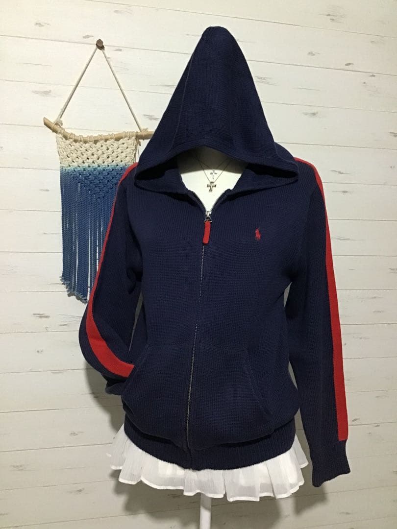 ★ポロラルフローレン★Y2K ポニー ニットパーカー ネイビー