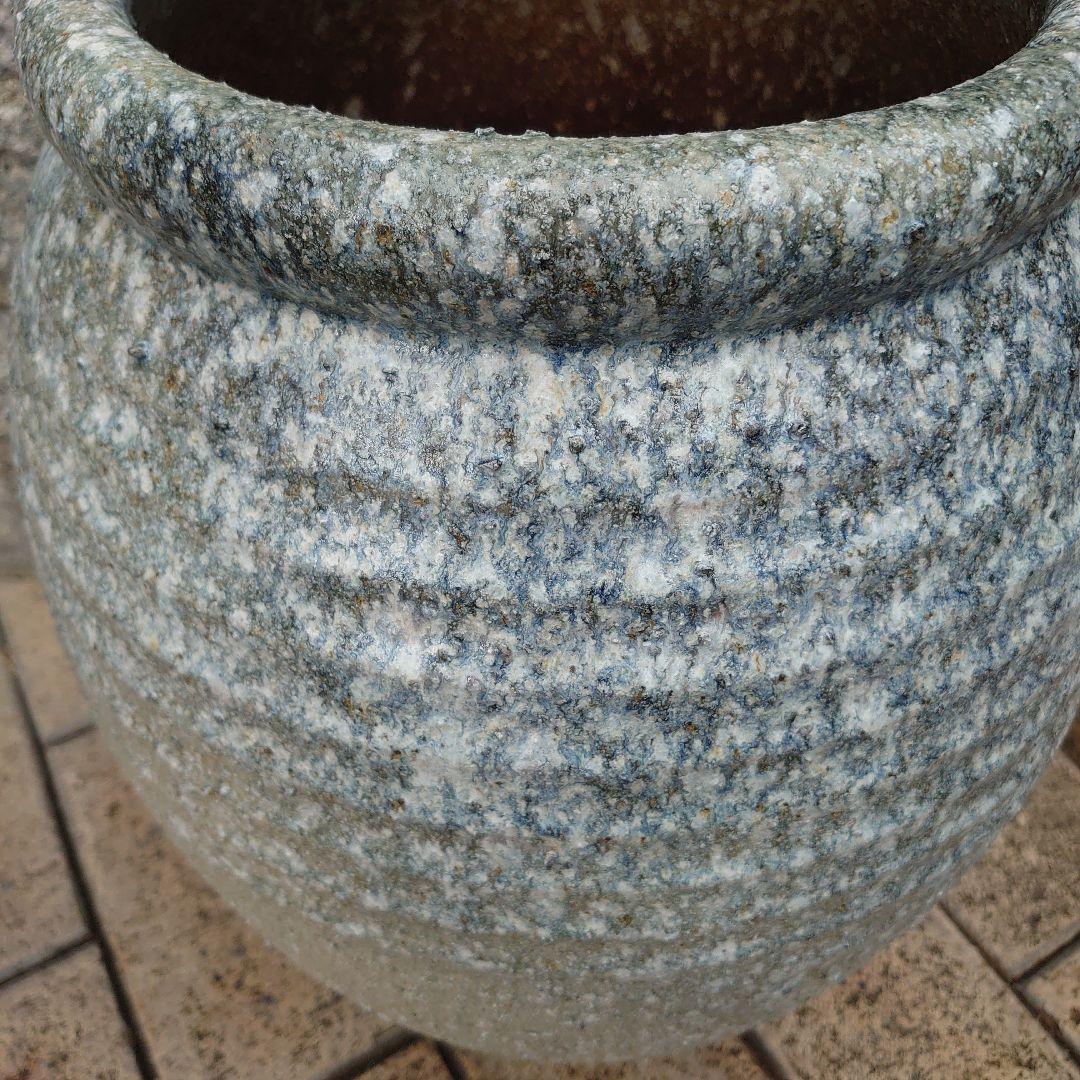 信楽焼　千段傘立て　青窯変壺型傘立