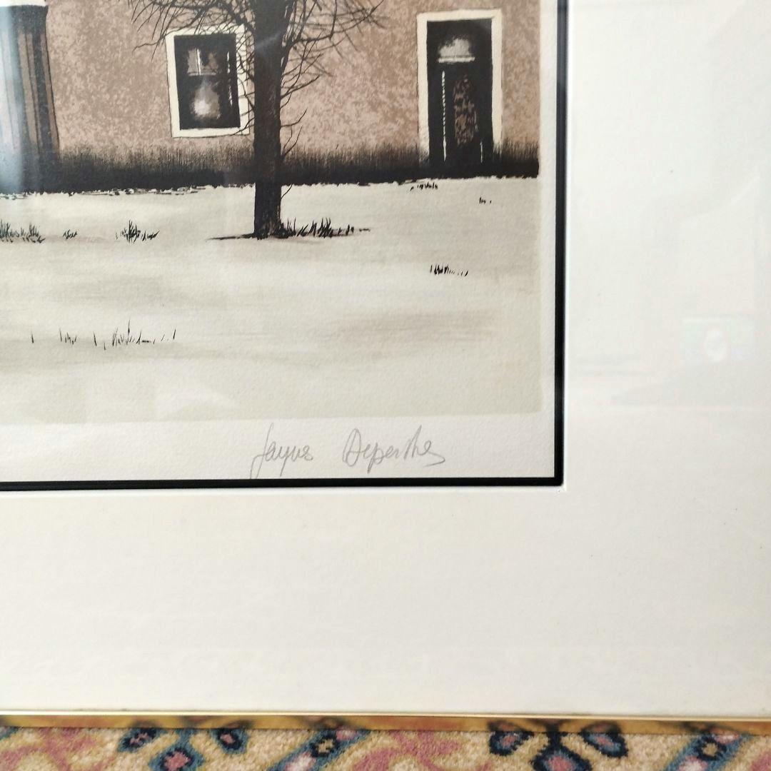 [真作] ジャック・デぺルト リトグラフ/ 雪の朝 /幅69cm 、高83cm