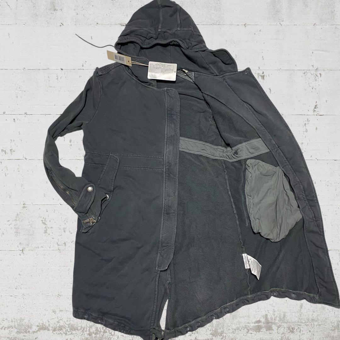 a9 未使用品　DIESEL USED加工　スウェット素材モッズコート　濃灰　S