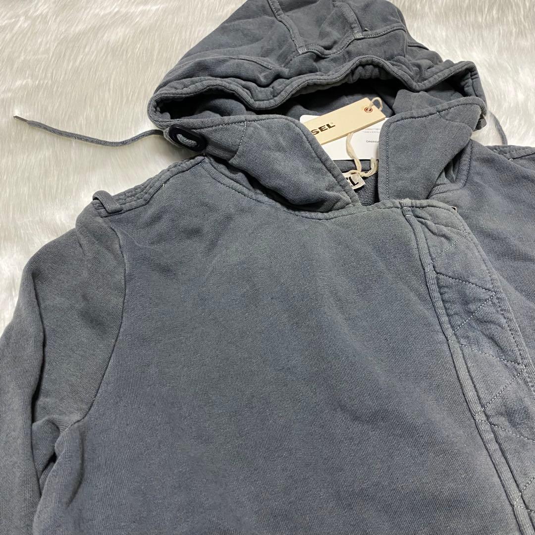 a9 未使用品　DIESEL USED加工　スウェット素材モッズコート　濃灰　S