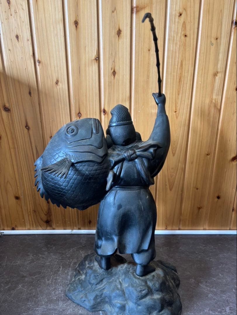 【恵比寿様置物】金属製 金属工芸 美術品 インテリア 七福神