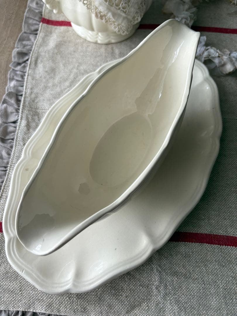 フランスアンティーク 花リム サルグミンヌ ソーシエール 陶器 ブロカント