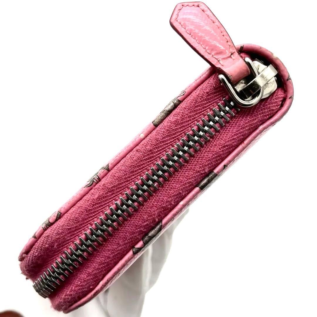 【希少】PRADA ラウンドファスナー　エレファント　ゾウ　動物　レザー　ピンク