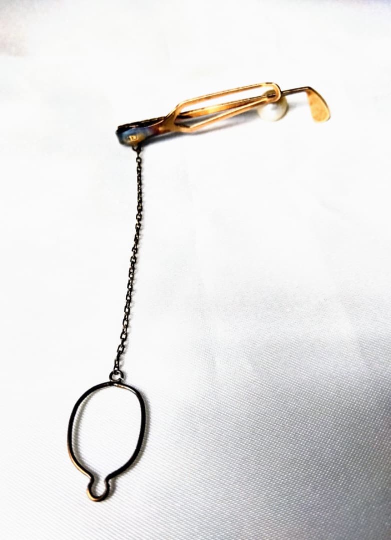 MIKIMOTOのK10製パール付きゴルフパターネクタイピン