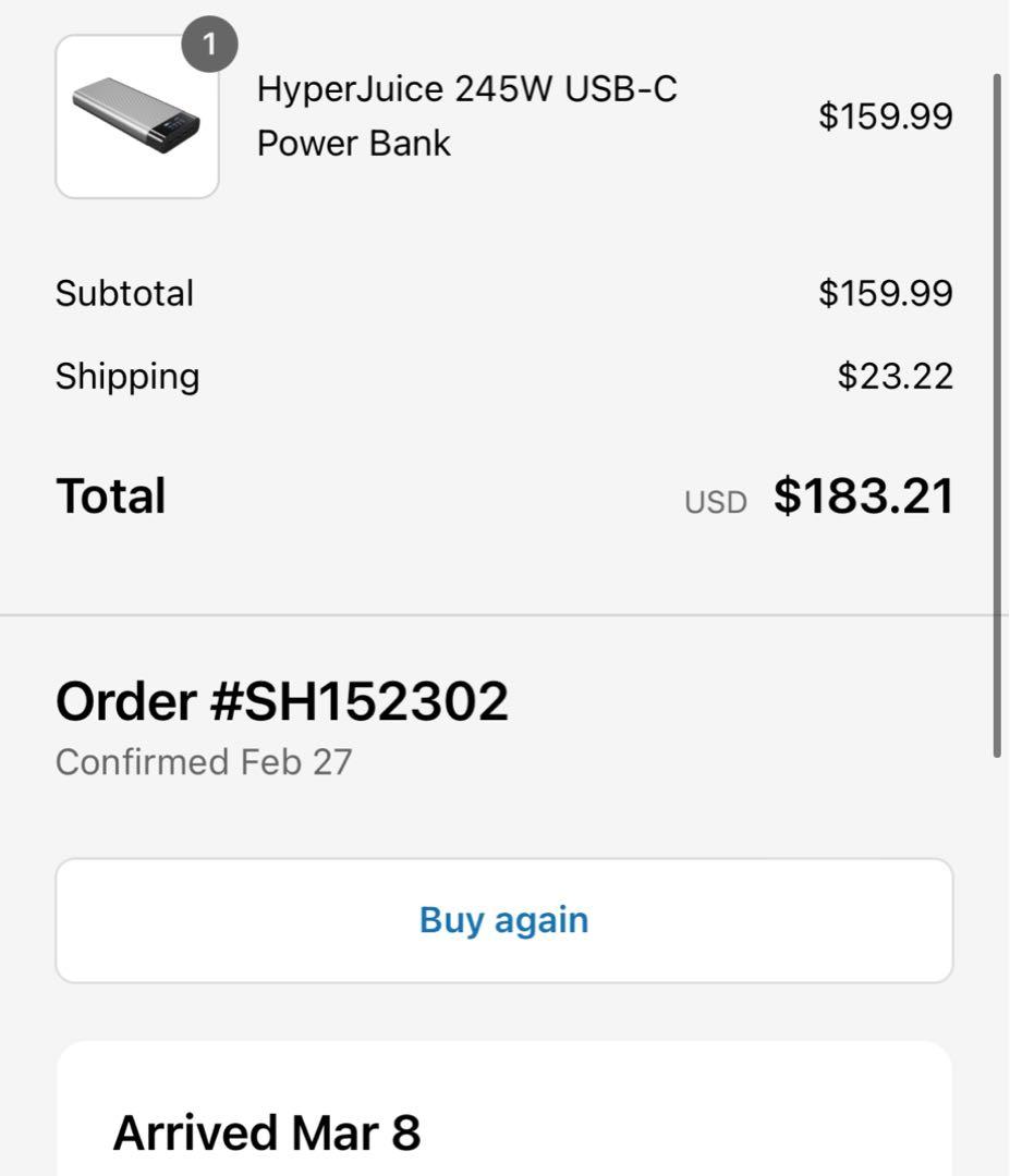 HyperJuice 245W バッテリーパック 27,000mAh