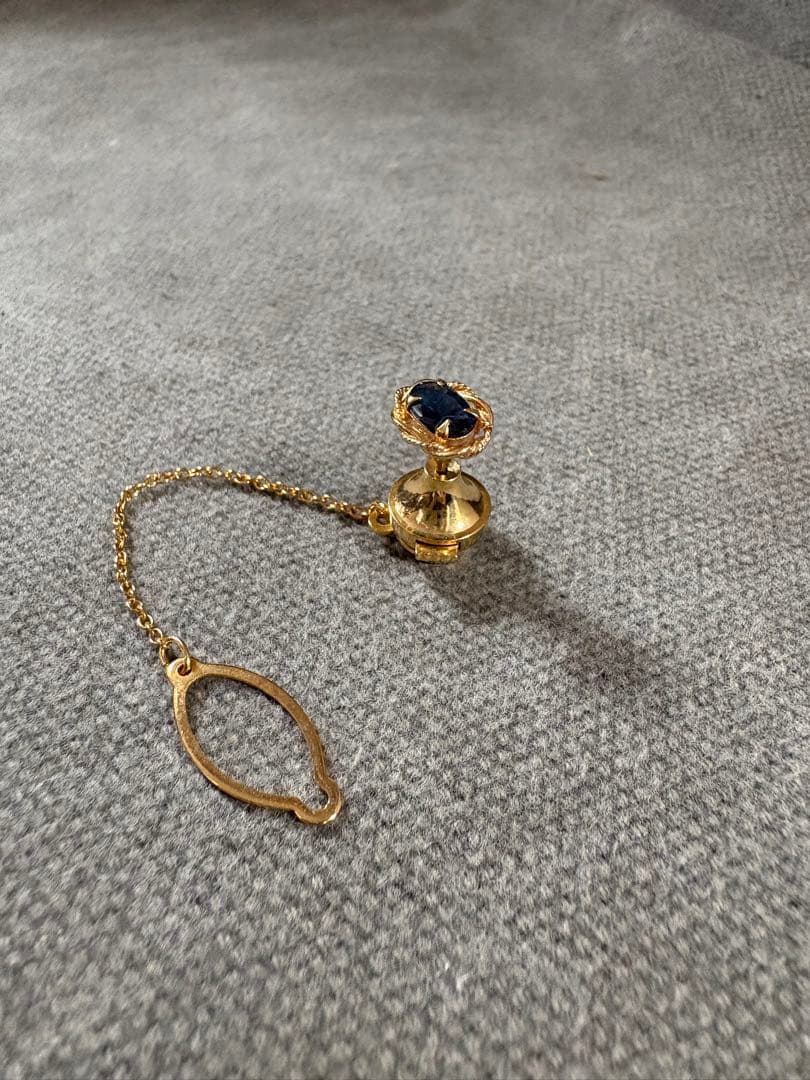 お*い様 ゴールド ネクタイピン 青色宝石／K18 サフィア　タイピン