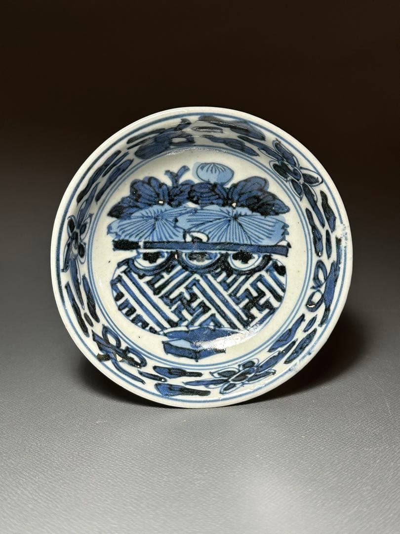 古伊万里　花籠紋様　小皿　豆皿　5枚セット　染付