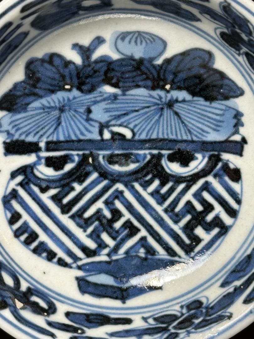 古伊万里　花籠紋様　小皿　豆皿　5枚セット　染付