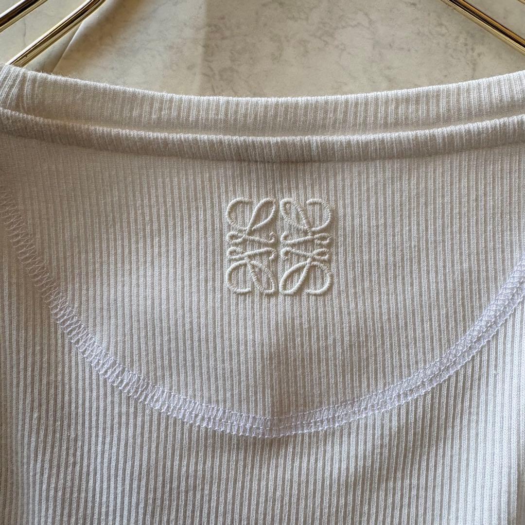 NO.4-110 LOEWEアナグラム刺繍　希少リブ半袖カットソーXS