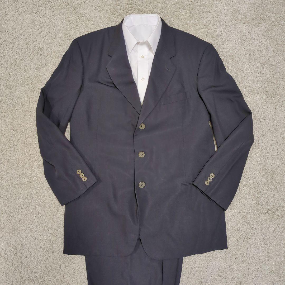 【希少】ジョルジオアルマーニ　スーツセットアップ　シルク混　XL　ストライプ