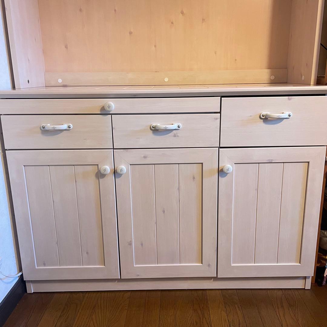 ナチュラル　ホワイト系食器棚　キャビネット