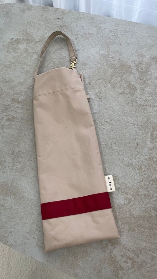 untule アントゥーレ　折りたたみ傘 ベージュと赤のコンビ