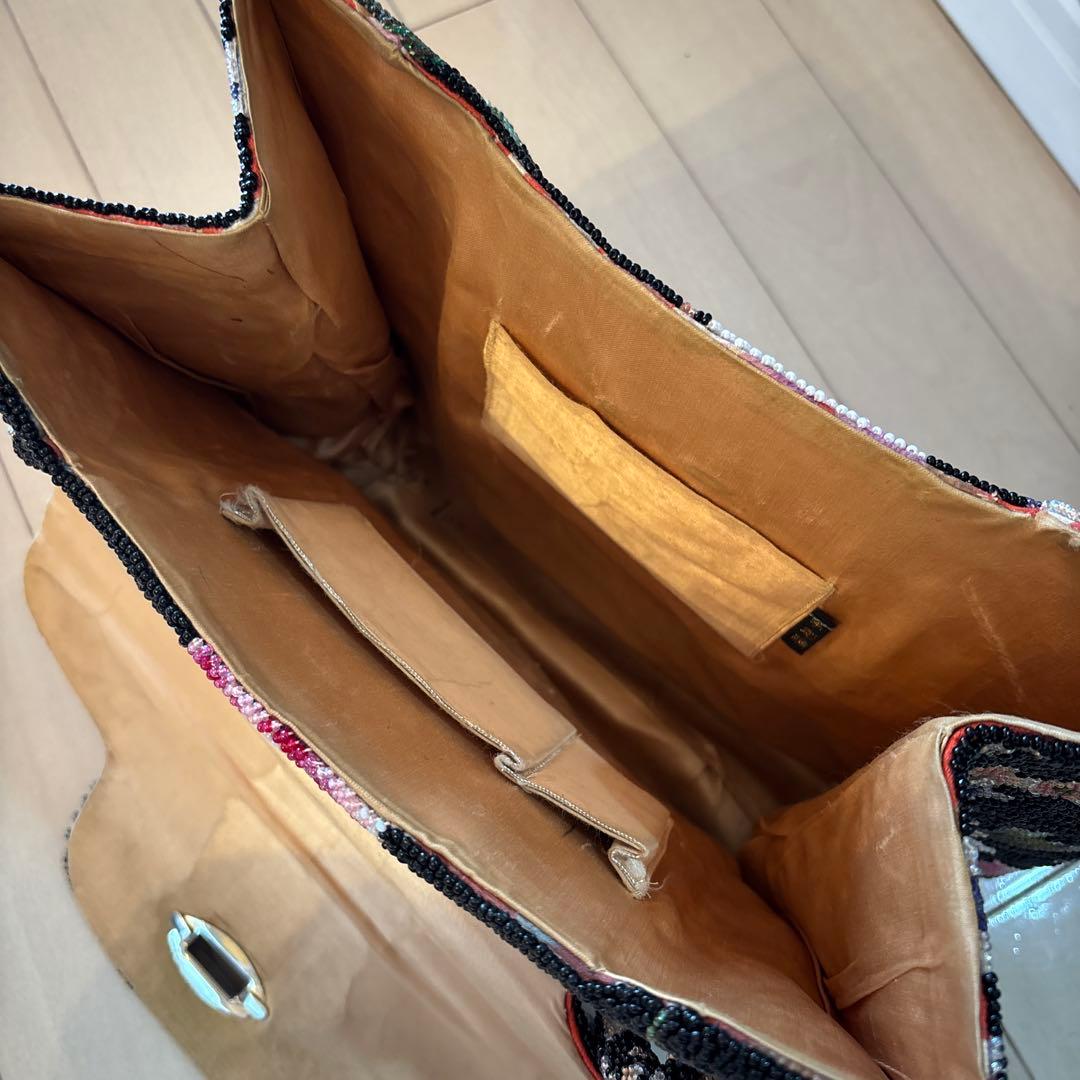 手挿ビーズ刺繍 花柄 バッグ