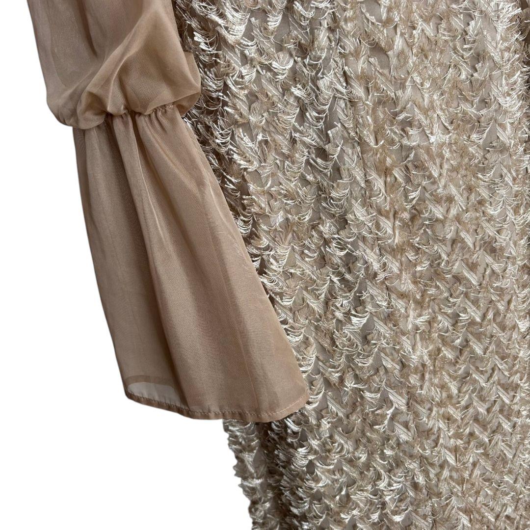 美品✨️niana デザインスリーブシャギードレス 結婚式　L