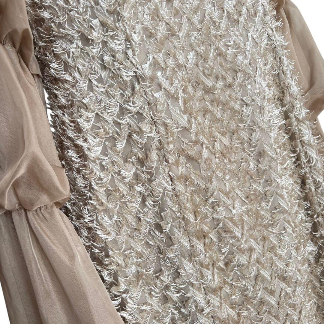 美品✨️niana デザインスリーブシャギードレス 結婚式　L