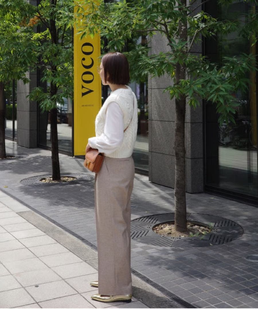 OHGA KNIT VEST ホワイト白　オーガ　ニットベスト　ケーブルニット