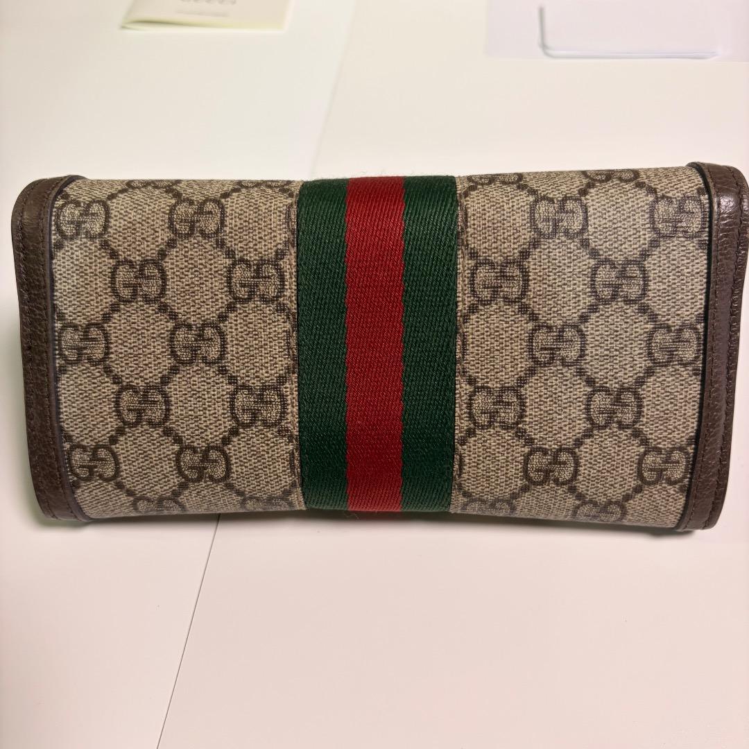 美品 GUCCI グッチ 長財布 オフィディア シェリーライン GGスプリーム
