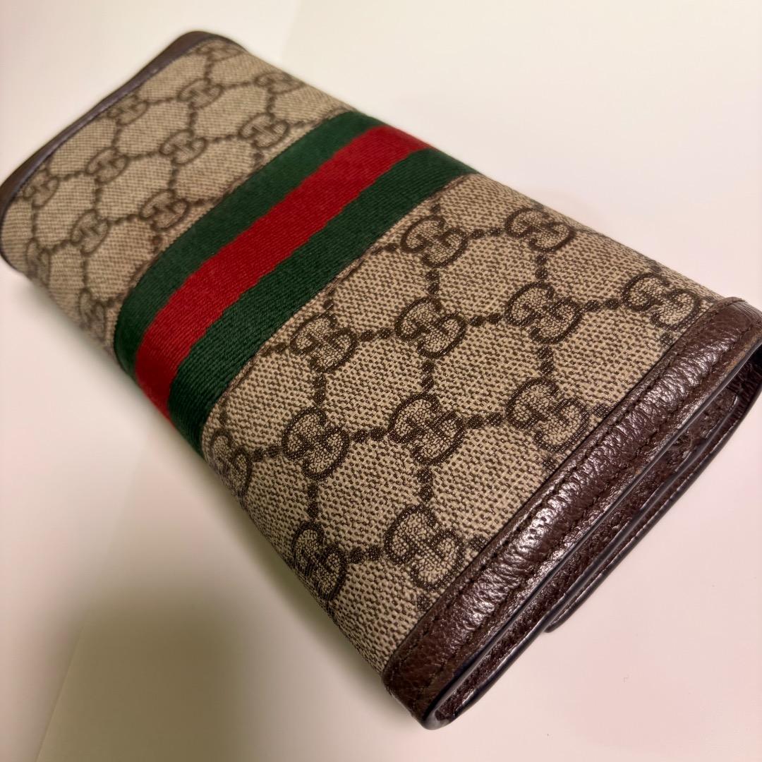 美品 GUCCI グッチ 長財布 オフィディア シェリーライン GGスプリーム