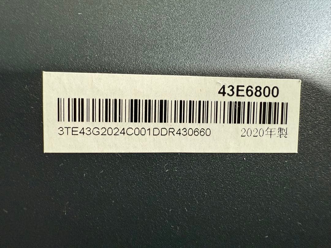 【画面良好】【20年製】HISENSE 43 型 4K液晶テレビ43E6800