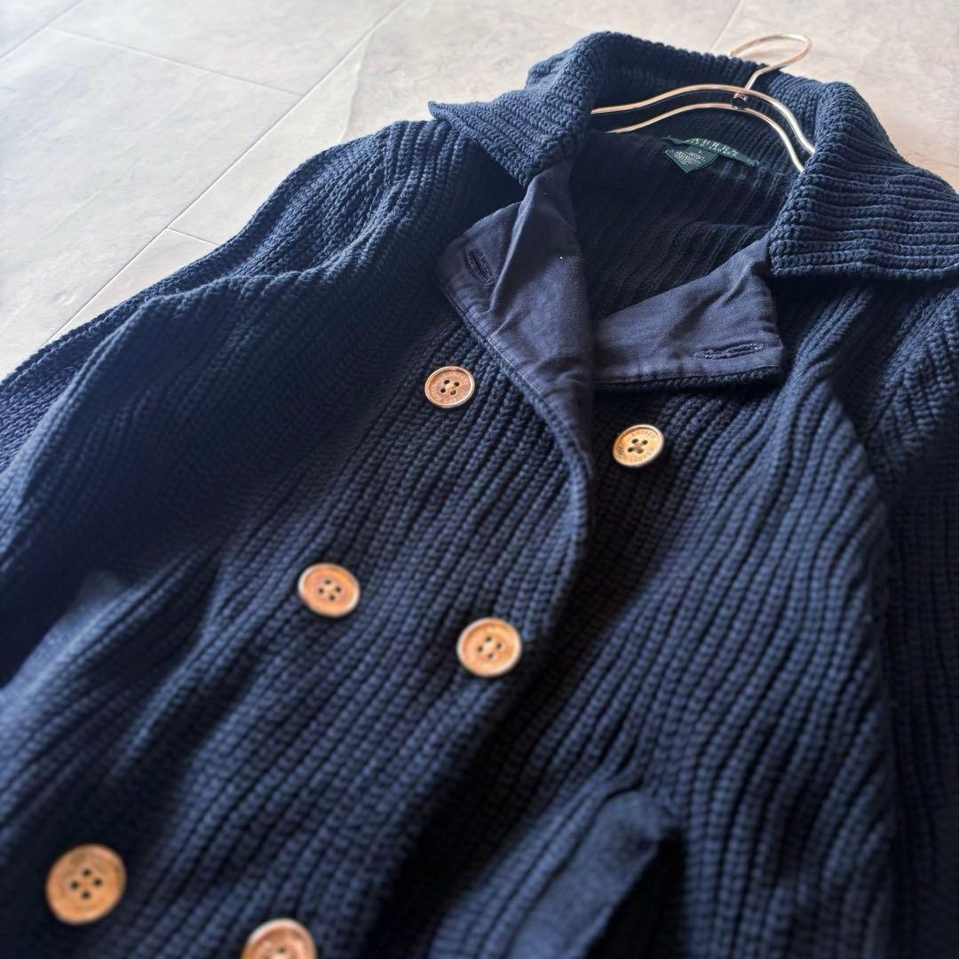 NO.5-137 ローレンラルフローレン　金ボタン　ニットジャケットLsize