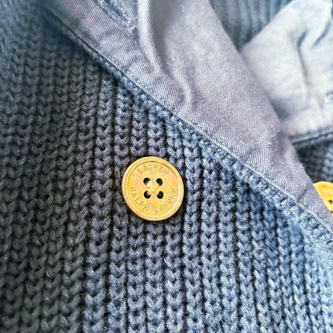 NO.5-137 ローレンラルフローレン　金ボタン　ニットジャケットLsize