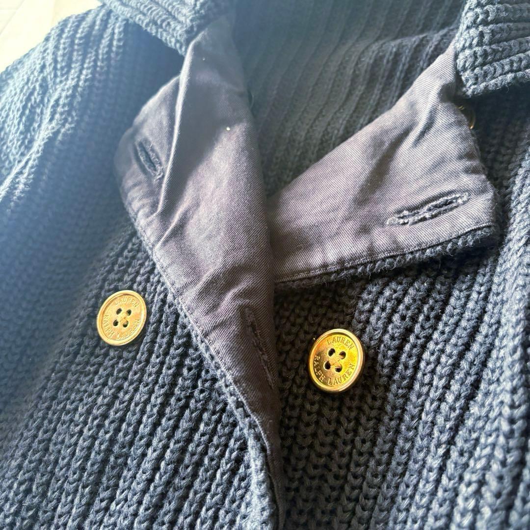 NO.5-137 ローレンラルフローレン　金ボタン　ニットジャケットLsize