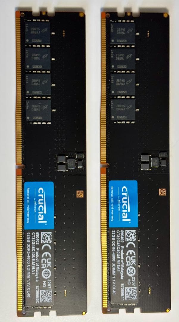 【美品】Crucial DDR5-4800 64GB KIT　(32GB×2)