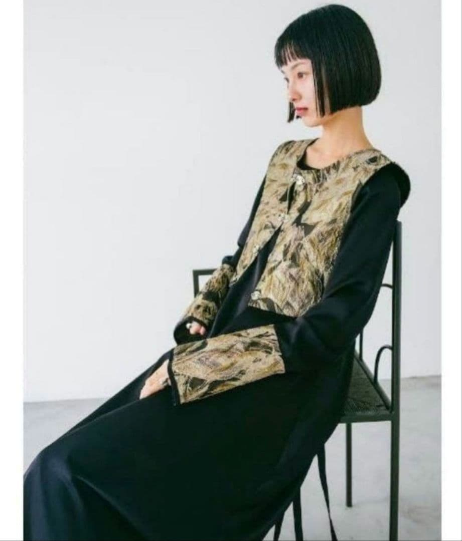 【週末限定セール】sahara ジャカードベストレイヤードドレス 2way