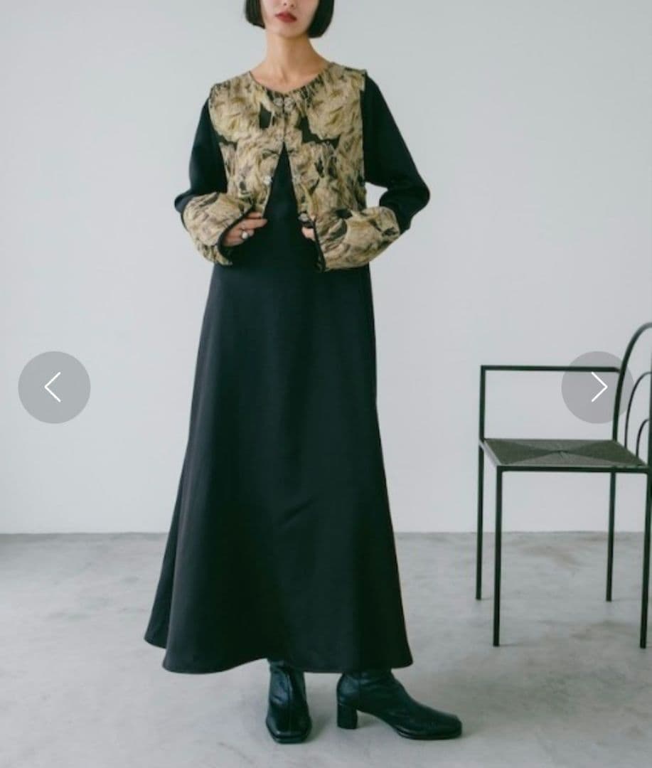 【週末限定セール】sahara ジャカードベストレイヤードドレス 2way