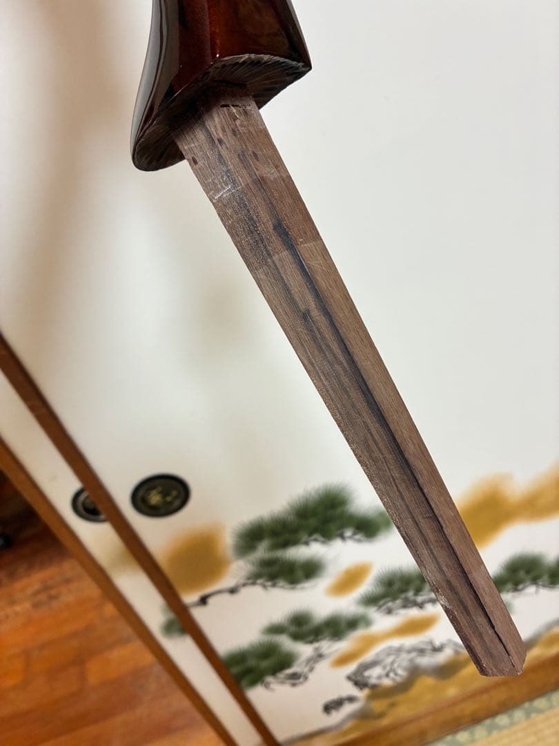 沖縄三線！黒木！上質黒檀！真壁型 ！本蛇皮　本張り【一枚張り】