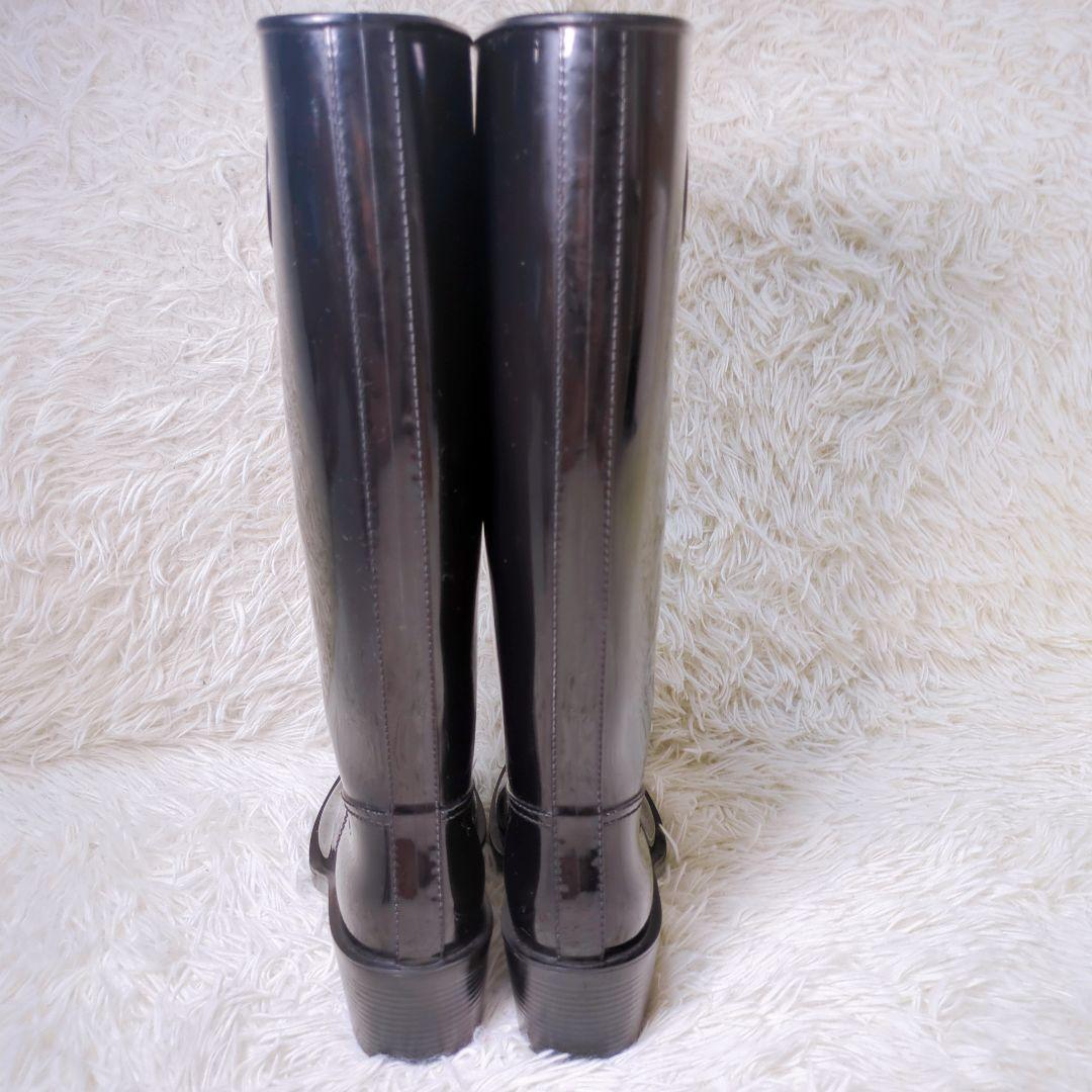グッチ GUCCI レインブーツ 長靴 ブラック チャンキーヒール サイズ 37
