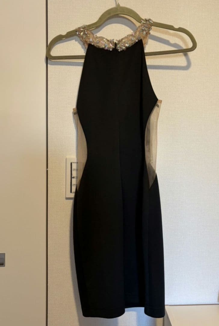 Angel R キャバドレス ビジュー タイト ミニ S size黒ブラック♪