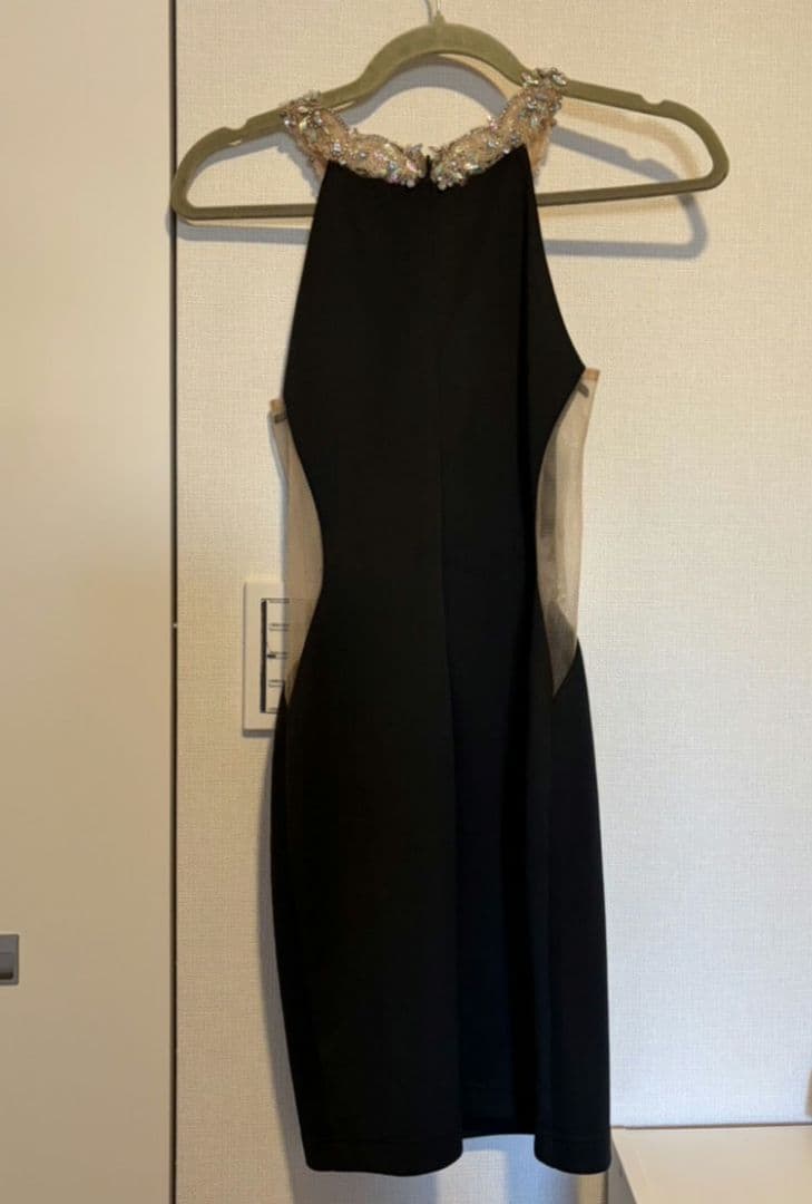 Angel R キャバドレス ビジュー タイト ミニ S size黒ブラック♪