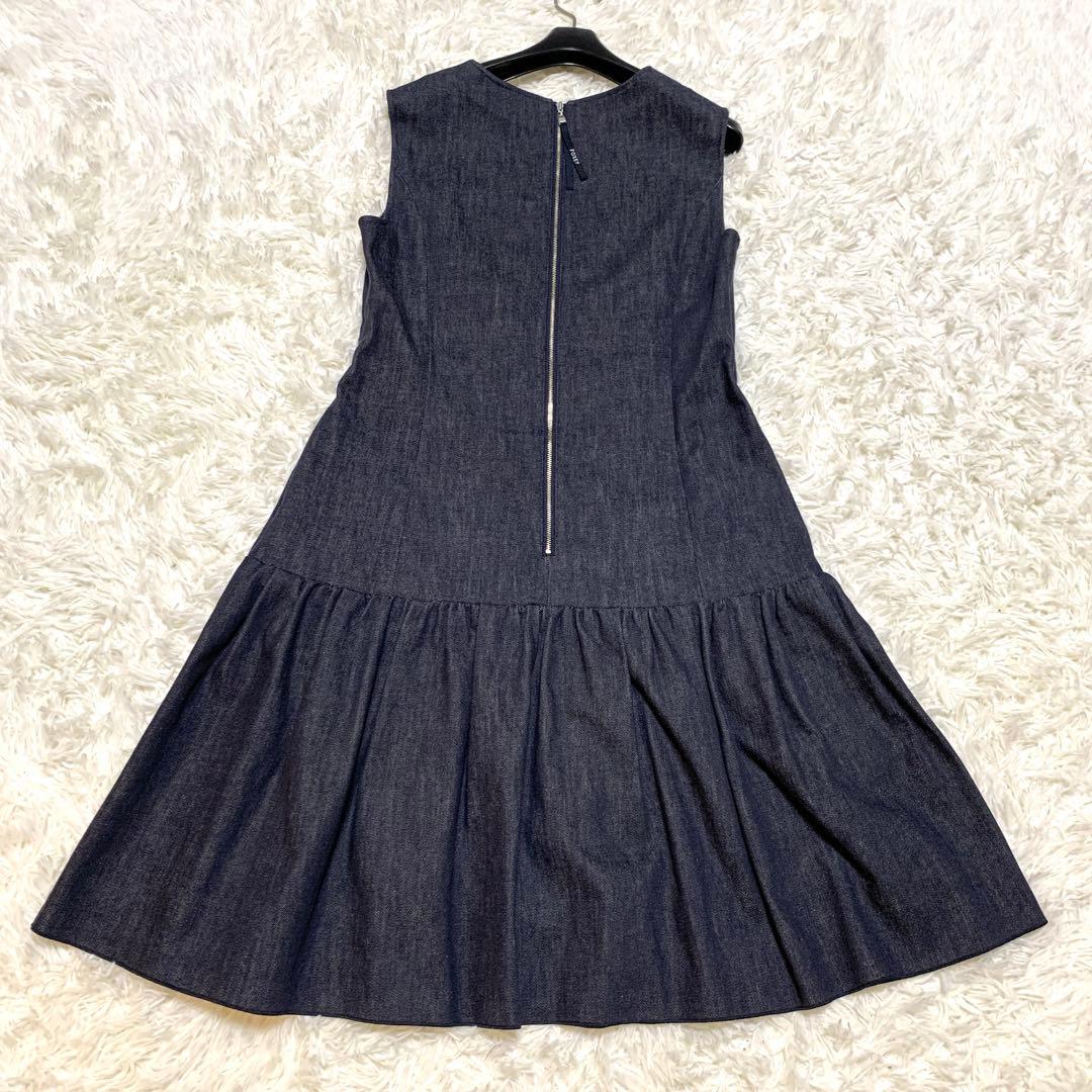 美品✨フォクシーニューヨーク デニム ギャザー ワンピース 2way 40