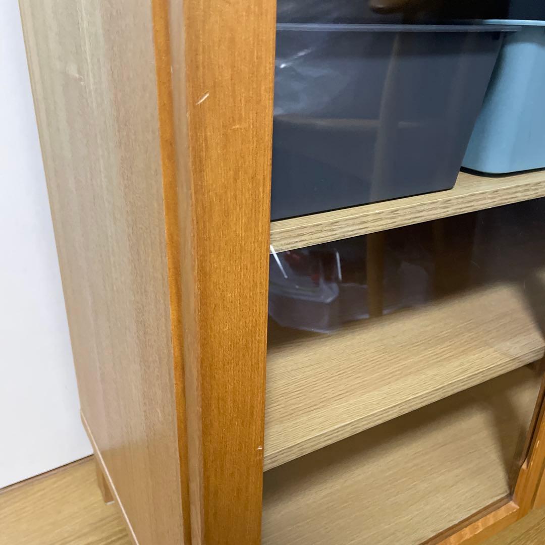 無印良品　キャビネット　ガラス扉　タモ材