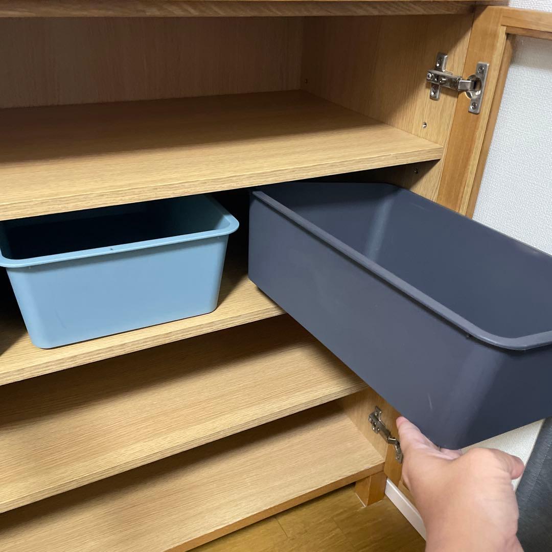 無印良品　キャビネット　ガラス扉　タモ材