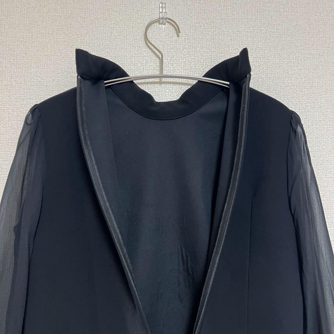 ボーダーズアットバルコニー BLOUSE NOIR ブラウス ハイネック シアー