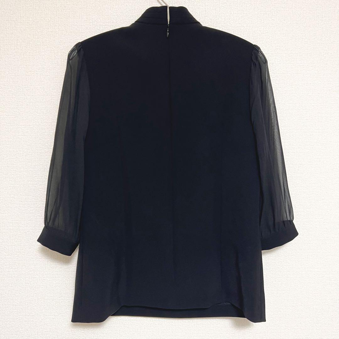 ボーダーズアットバルコニー BLOUSE NOIR ブラウス ハイネック シアー