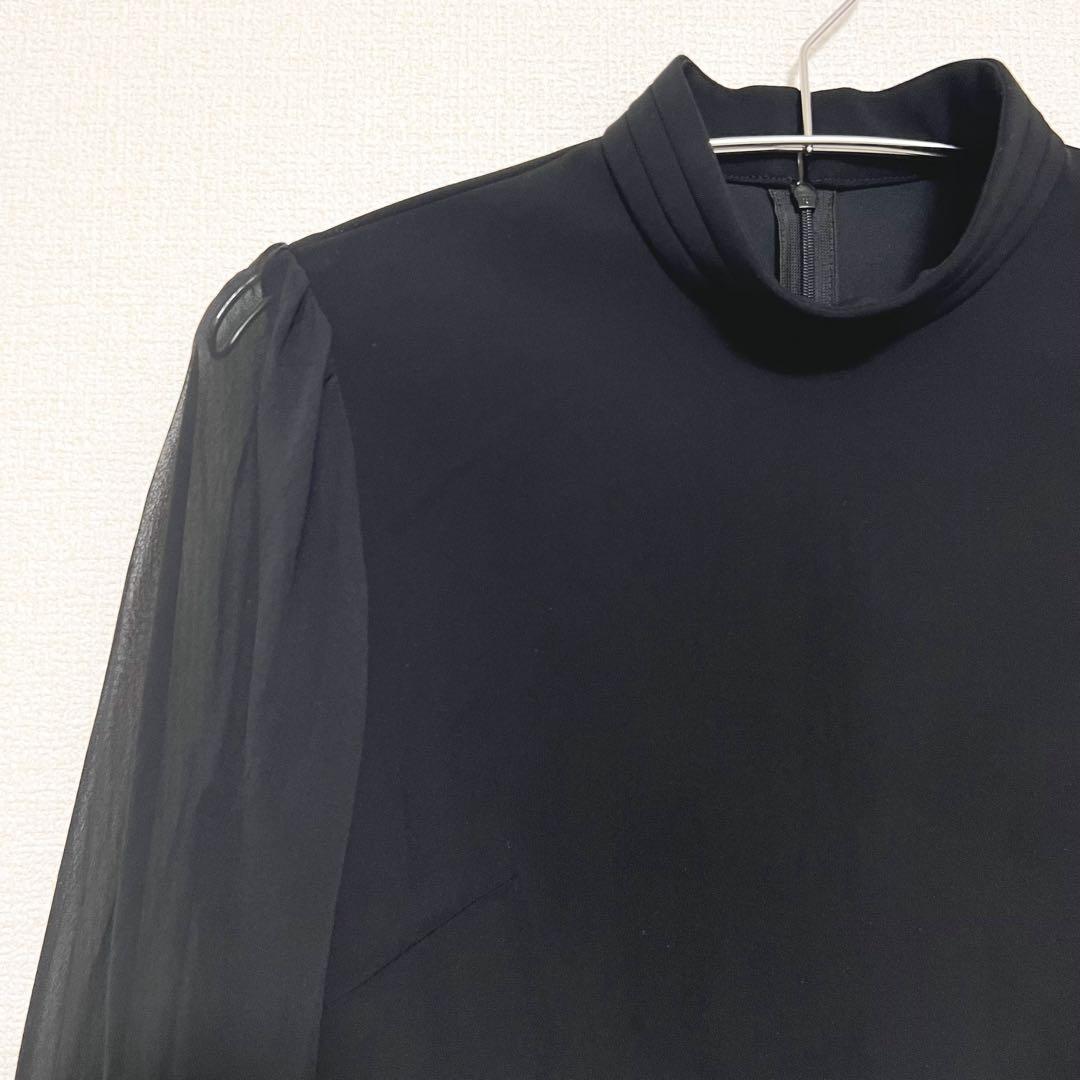 ボーダーズアットバルコニー BLOUSE NOIR ブラウス ハイネック シアー