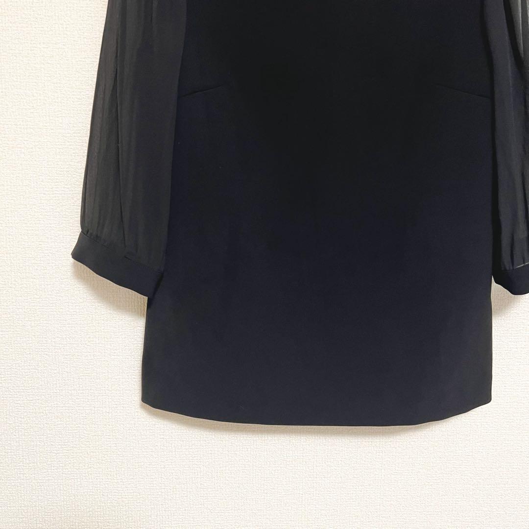 ボーダーズアットバルコニー BLOUSE NOIR ブラウス ハイネック シアー