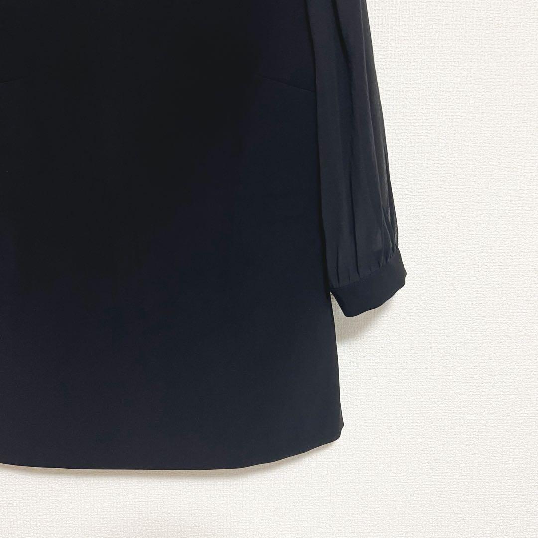 ボーダーズアットバルコニー BLOUSE NOIR ブラウス ハイネック シアー