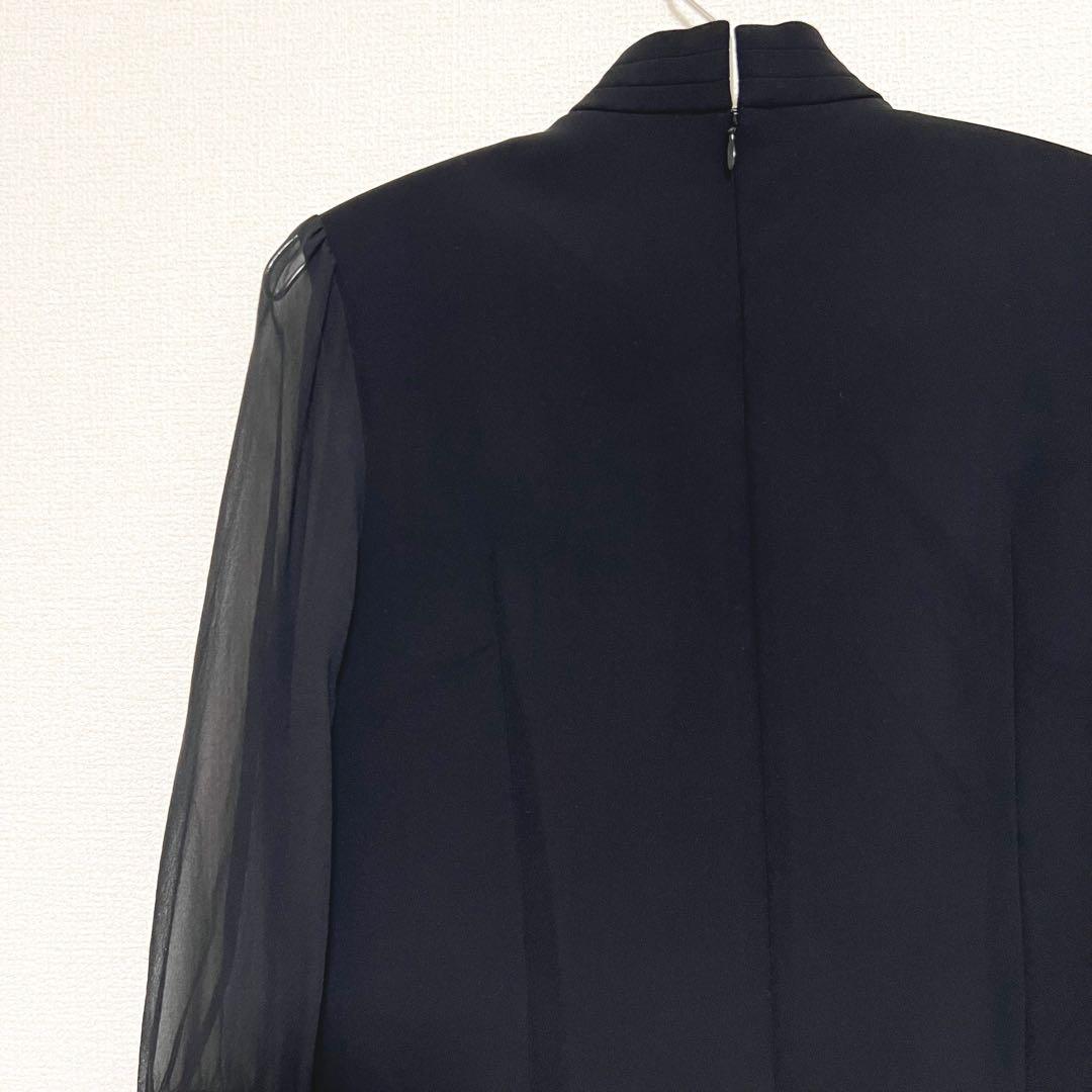 ボーダーズアットバルコニー BLOUSE NOIR ブラウス ハイネック シアー