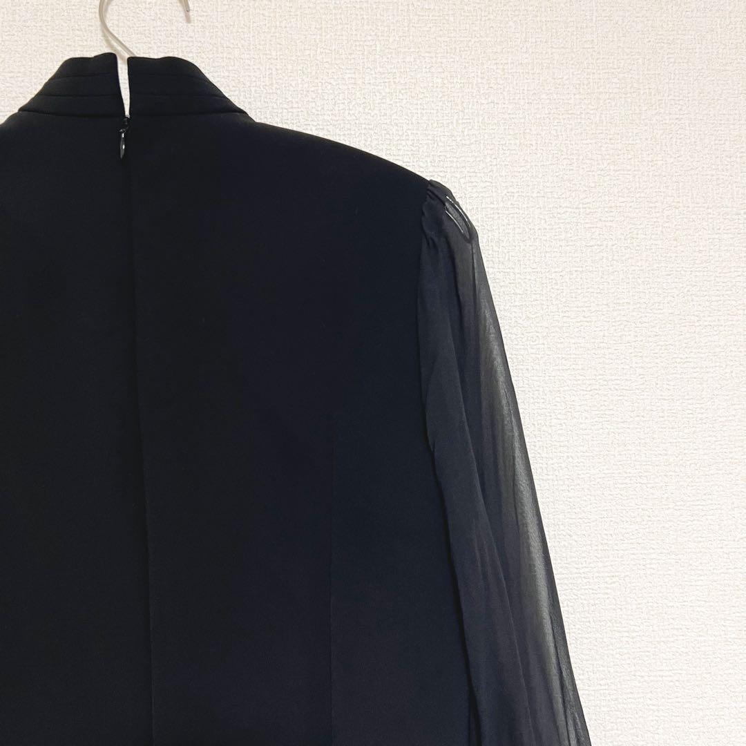 ボーダーズアットバルコニー BLOUSE NOIR ブラウス ハイネック シアー