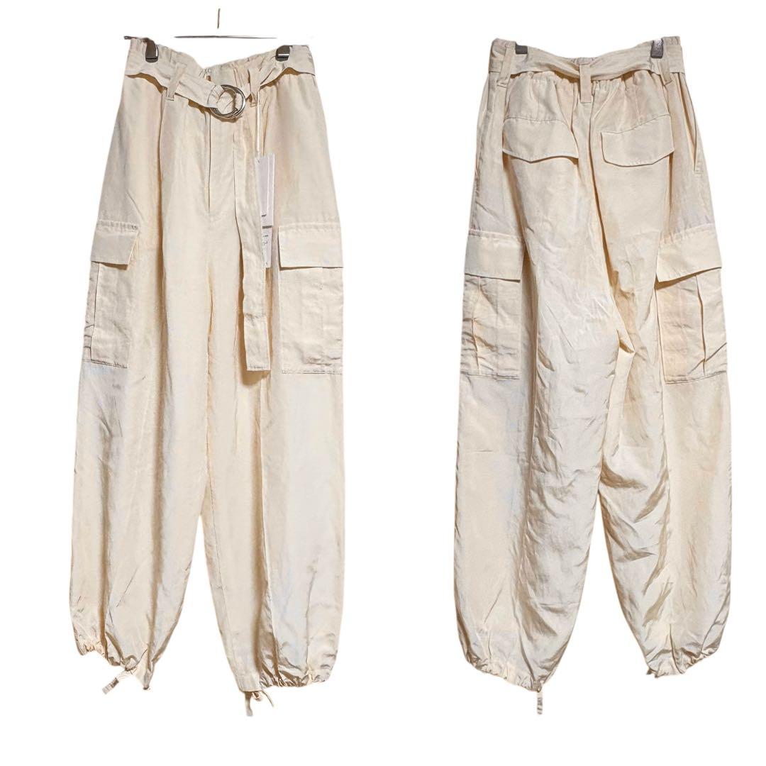 【新品41,800】23SS☆カレンテージ☆レーヨンリネンカーゴパンツ ホワイト