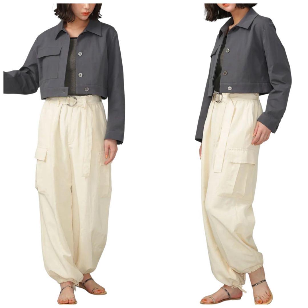 【新品41,800】23SS☆カレンテージ☆レーヨンリネンカーゴパンツ ホワイト