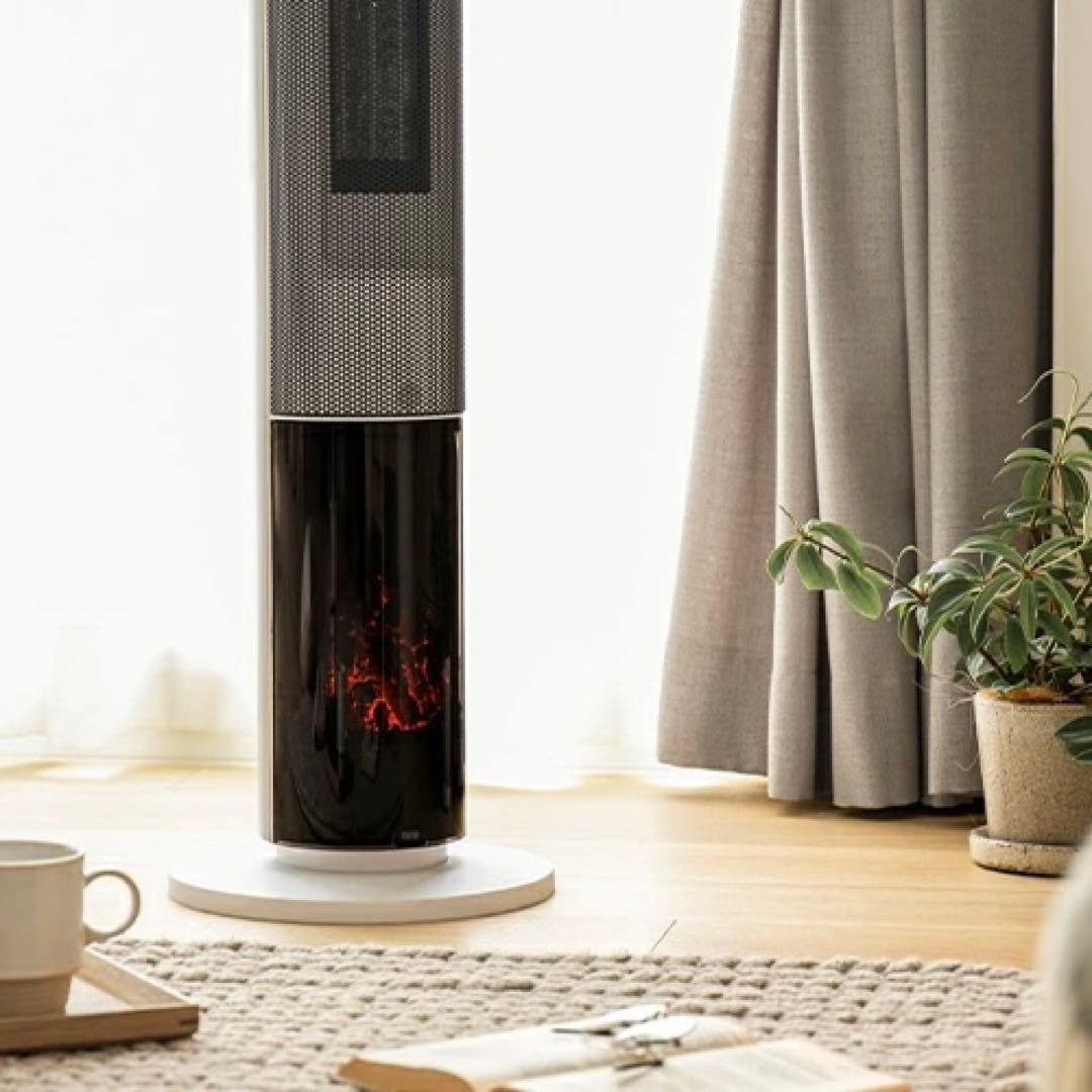 アンドデコ 暖炉調照明付き セラミック ファンヒーター lcht02-wh