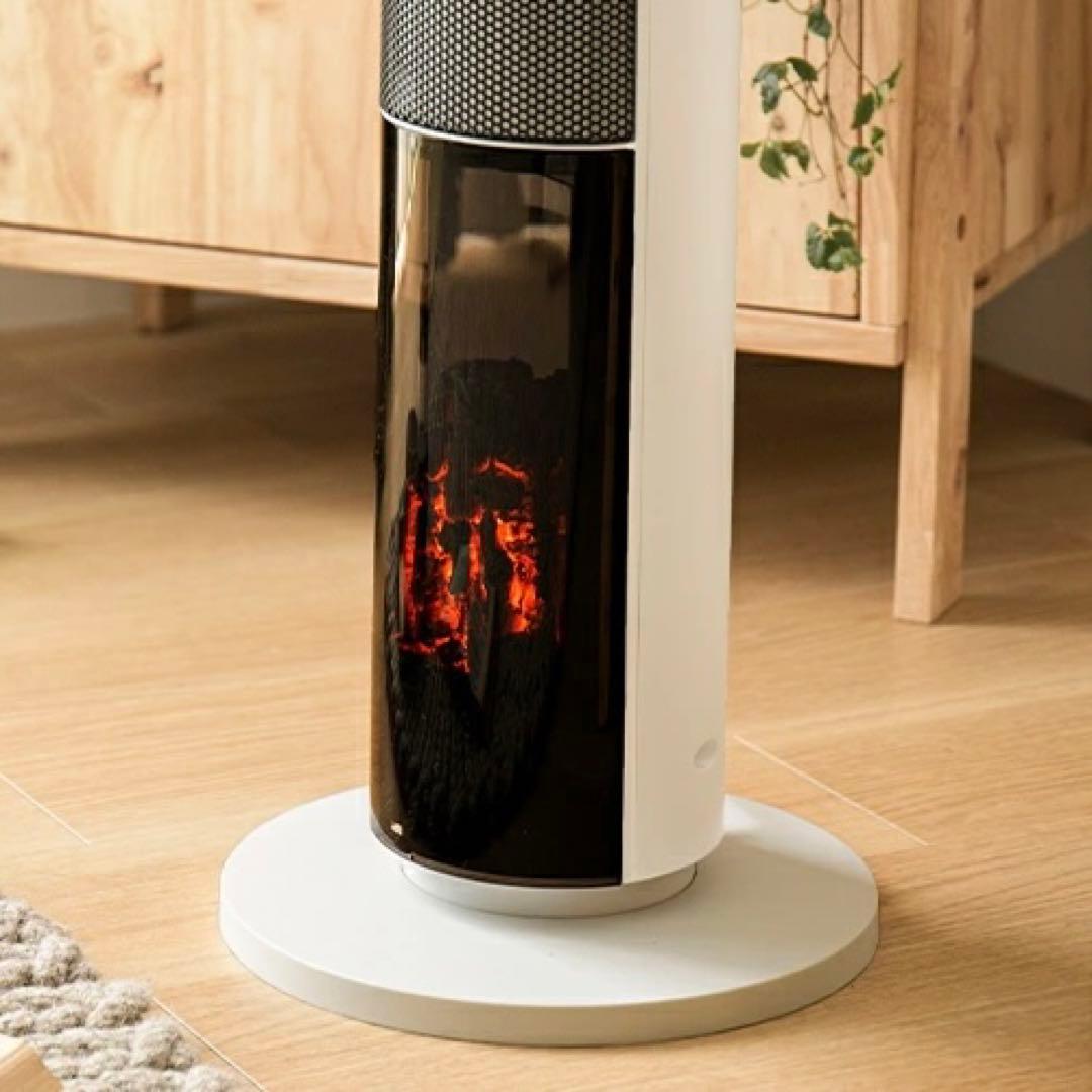 アンドデコ 暖炉調照明付き セラミック ファンヒーター lcht02-wh