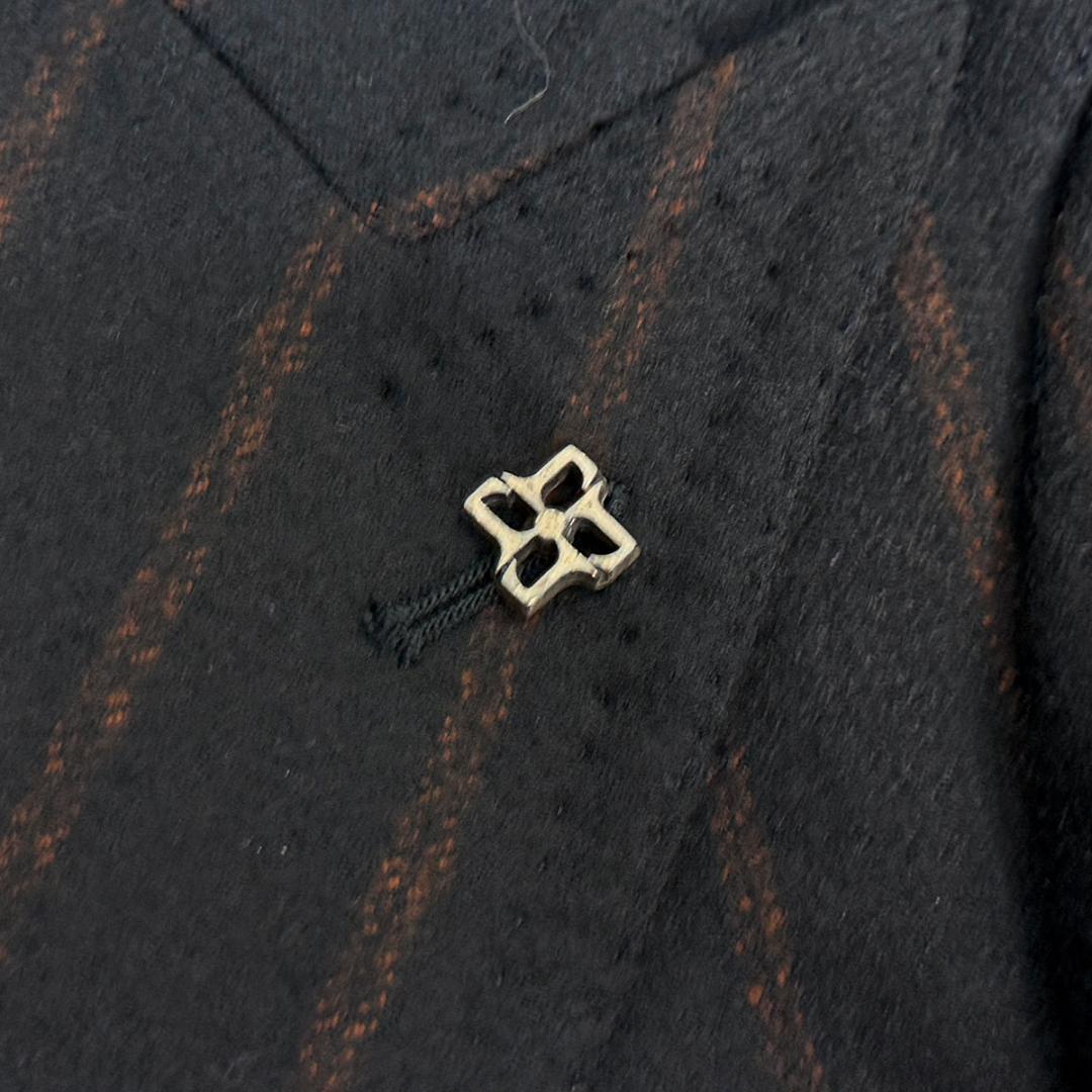 J5110 美品 タリアトーレ ストライプフランネルダブルスーツ 黒×茶 48